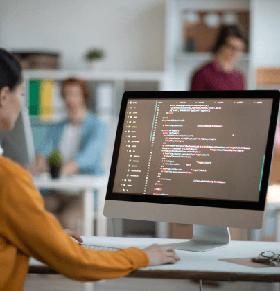 woman working coding on computer